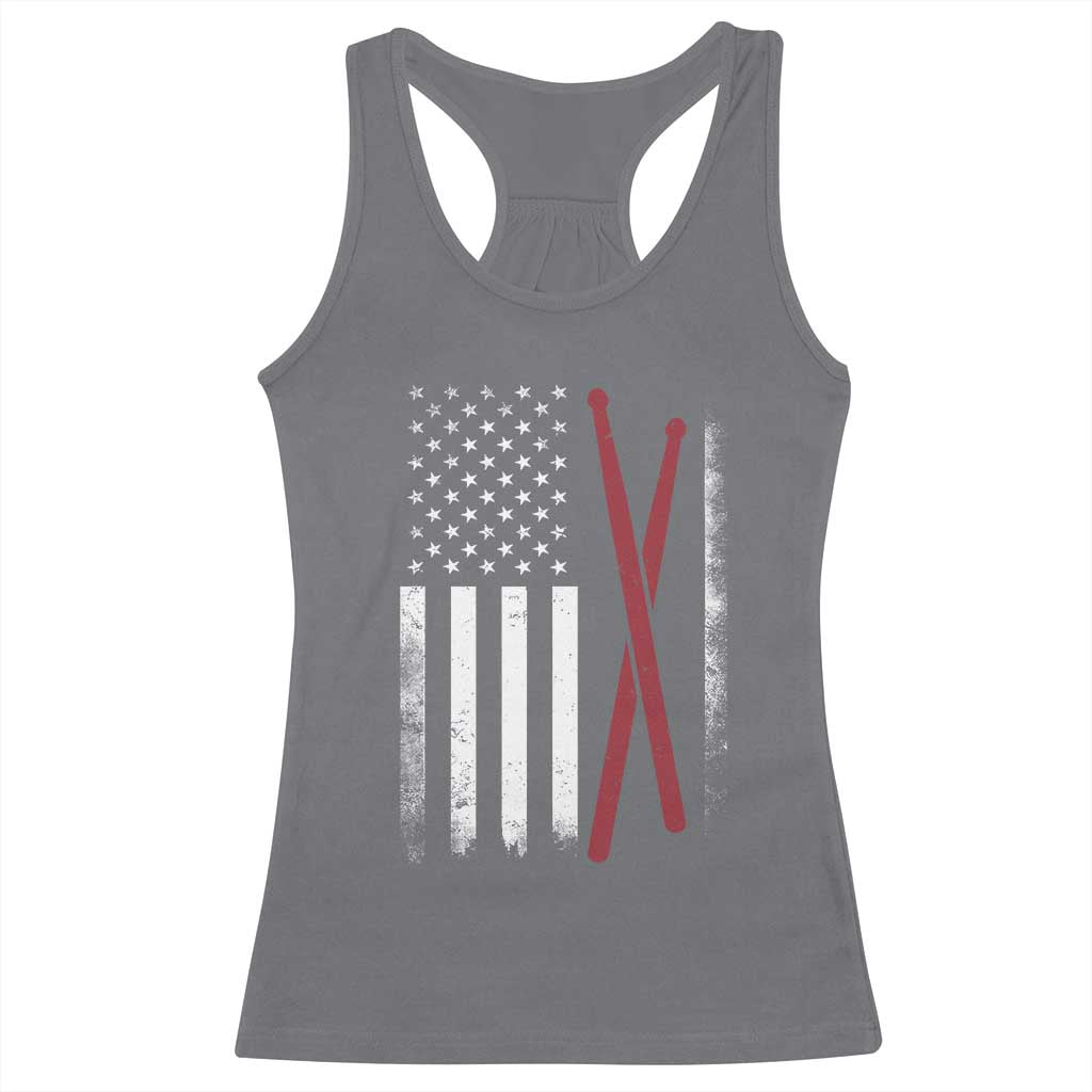 American Flag Drumsticks Racerback Tank Top USA Drummers Vintage Drum Sticks TS10 Charcoal Print Your Wear