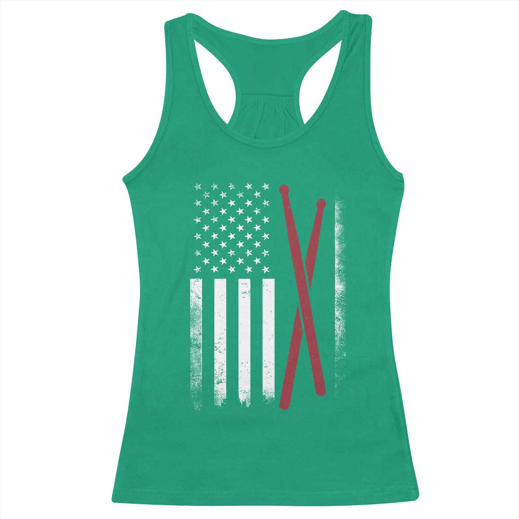 American Flag Drumsticks Racerback Tank Top USA Drummers Vintage Drum Sticks TS10 Irish Green Print Your Wear