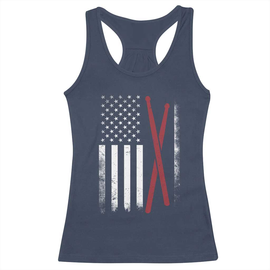 American Flag Drumsticks Racerback Tank Top USA Drummers Vintage Drum Sticks TS10 Navy Print Your Wear