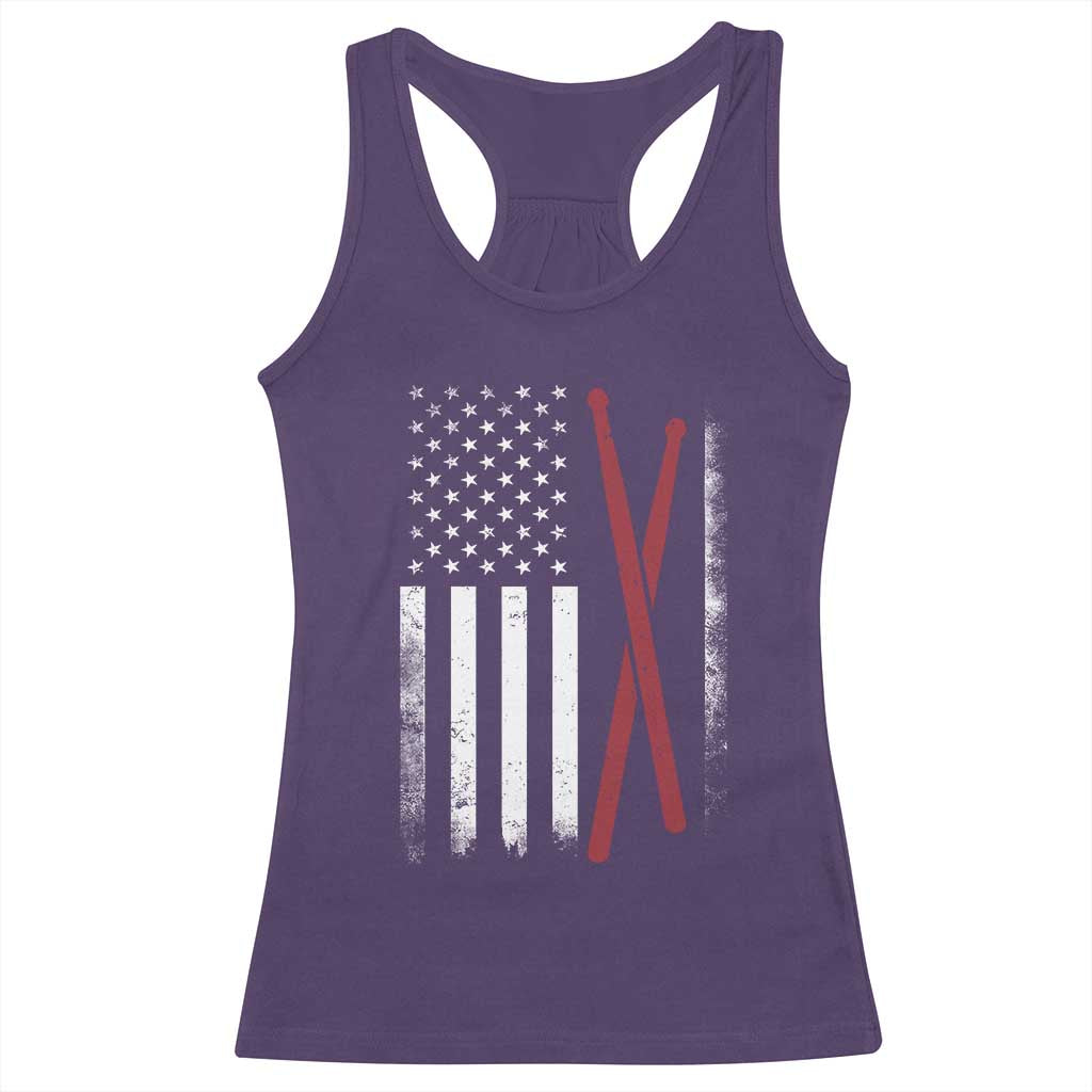 American Flag Drumsticks Racerback Tank Top USA Drummers Vintage Drum Sticks TS10 Purple Print Your Wear