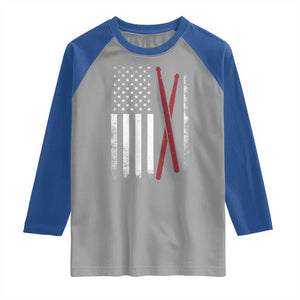 American Flag Drumsticks Raglan Shirt USA Drummers Vintage Drum Sticks TS10 Sport Gray Royal Print Your Wear