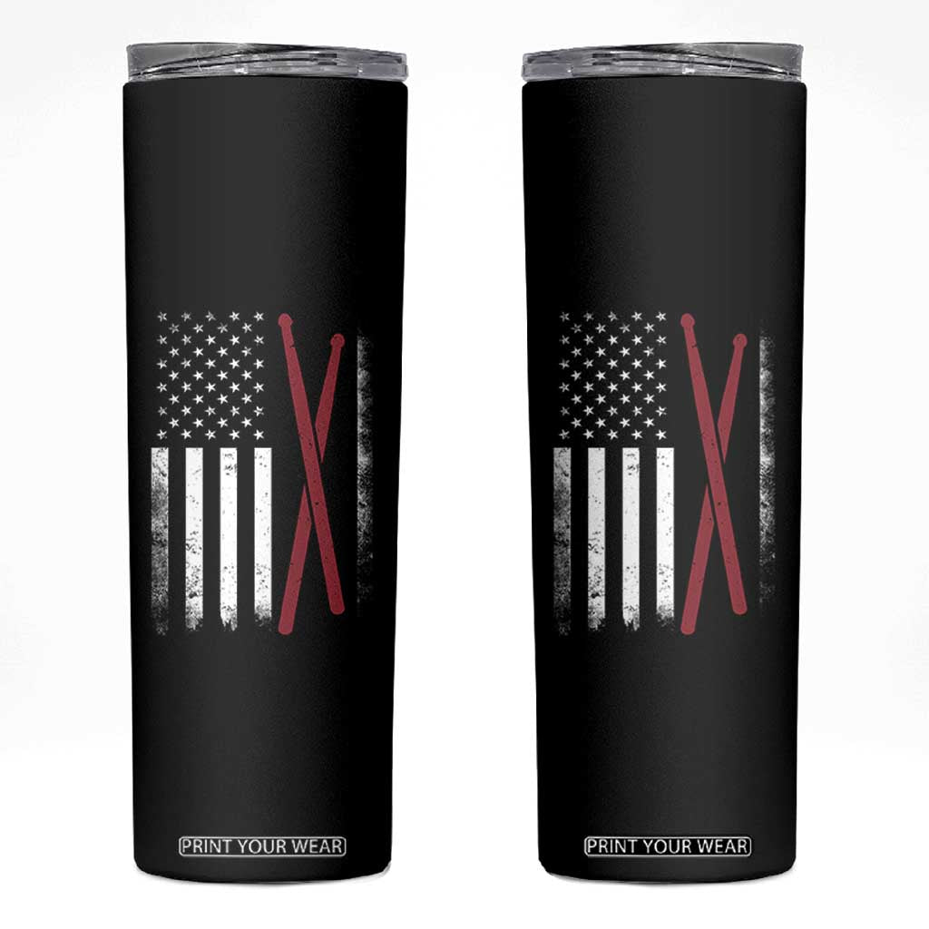 American Flag Drumsticks Skinny Tumbler USA Drummers Vintage Drum Sticks TS10 Black Print Your Wear