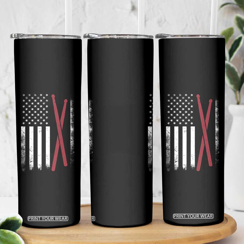 American Flag Drumsticks Skinny Tumbler USA Drummers Vintage Drum Sticks TS10 Print Your Wear