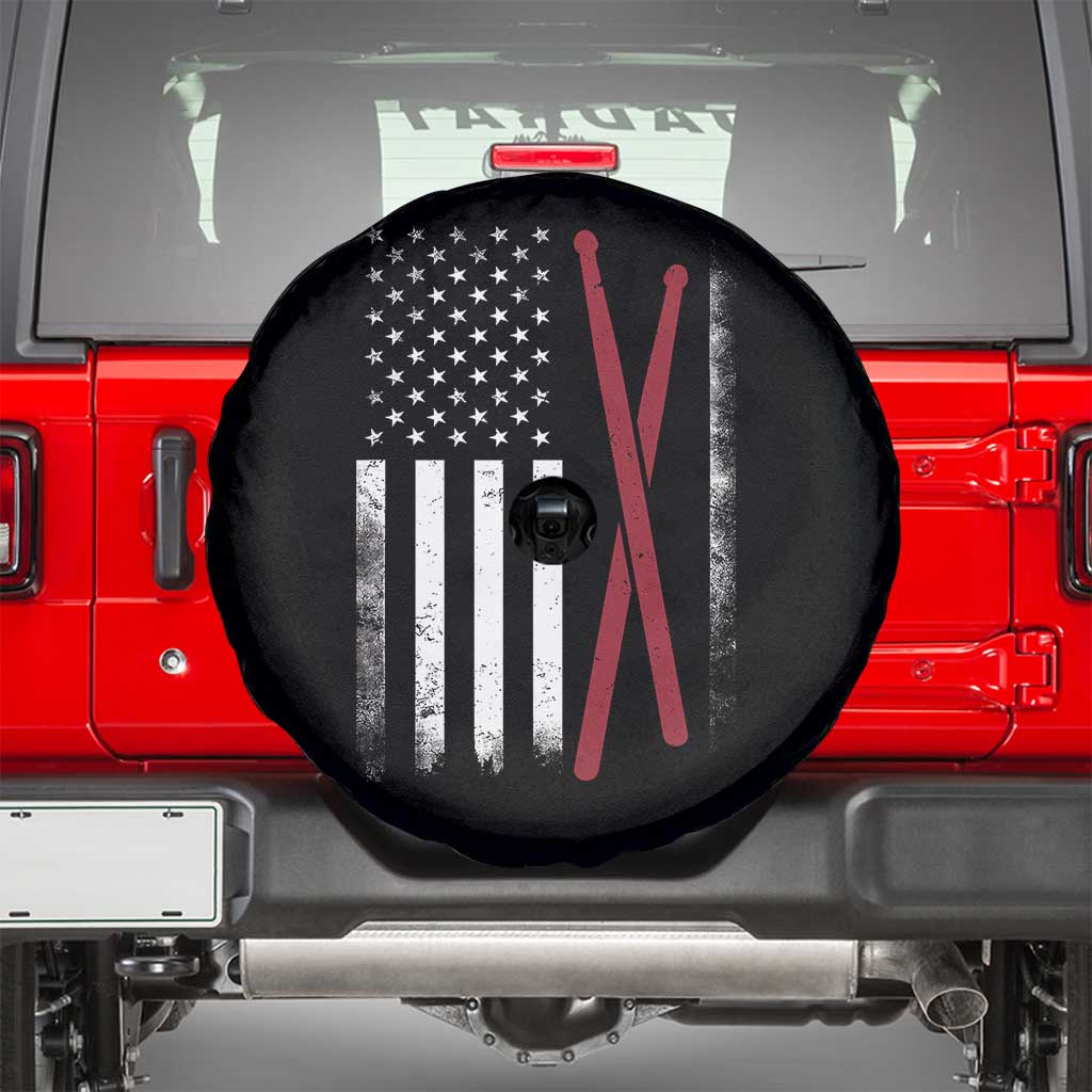 American Flag Drumsticks Spare Tire Cover USA Drummers Vintage Drum Sticks TS10 Black Print Your Wear