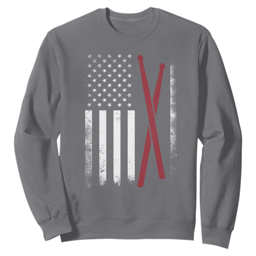 American Flag Drumsticks Sweatshirt USA Drummers Vintage Drum Sticks TS10 Charcoal Print Your Wear