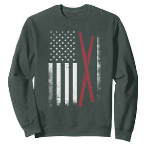 American Flag Drumsticks Sweatshirt USA Drummers Vintage Drum Sticks TS10 Dark Forest Green Print Your Wear