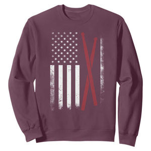 American Flag Drumsticks Sweatshirt USA Drummers Vintage Drum Sticks TS10 Maroon Print Your Wear