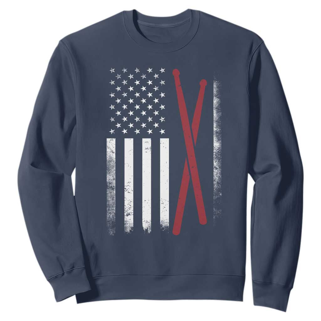 American Flag Drumsticks Sweatshirt USA Drummers Vintage Drum Sticks TS10 Navy Print Your Wear