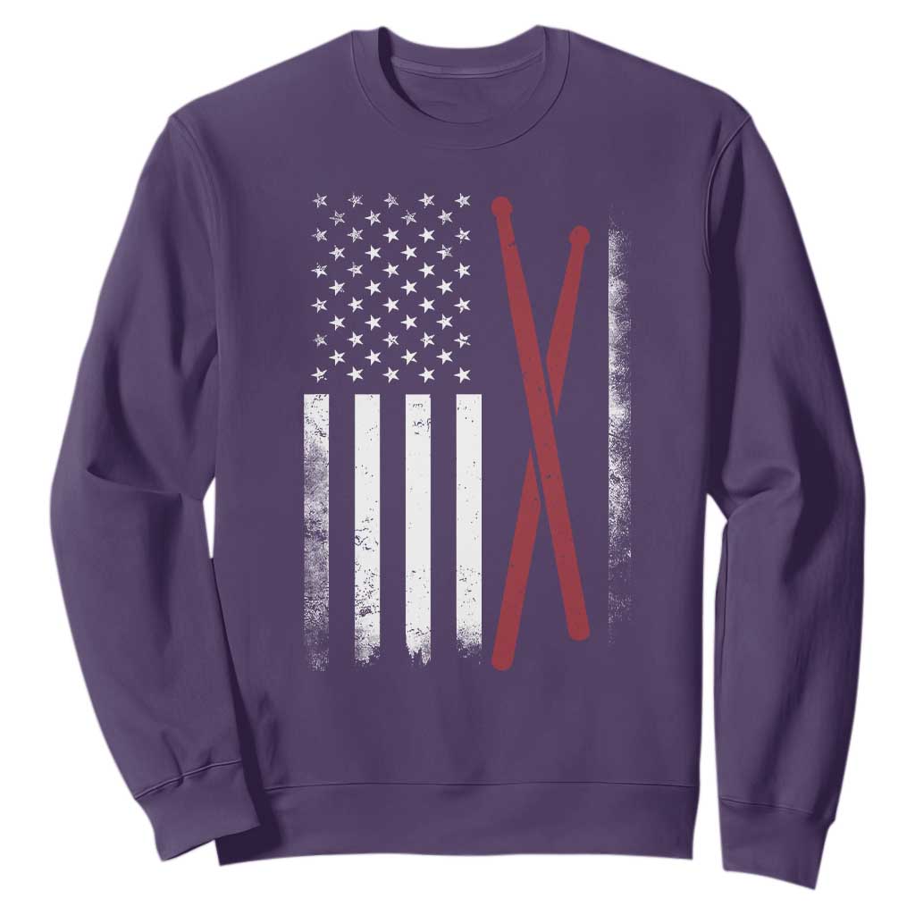 American Flag Drumsticks Sweatshirt USA Drummers Vintage Drum Sticks TS10 Purple Print Your Wear