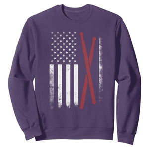 American Flag Drumsticks Sweatshirt USA Drummers Vintage Drum Sticks TS10 Purple Print Your Wear