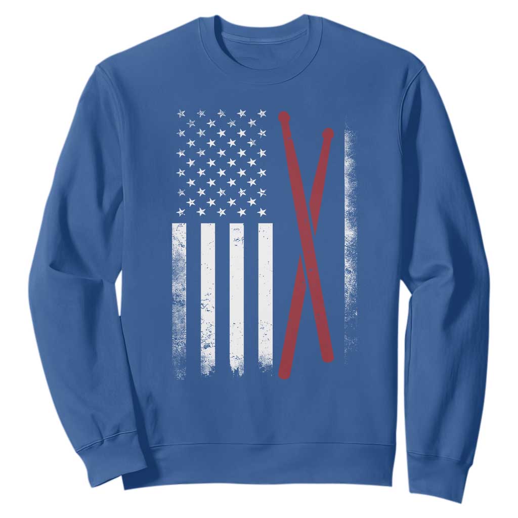 American Flag Drumsticks Sweatshirt USA Drummers Vintage Drum Sticks TS10 Royal Blue Print Your Wear