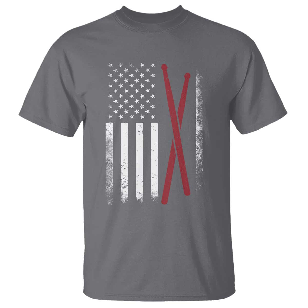 American Flag Drumsticks T Shirt USA Drummers Vintage Drum Sticks TS10 Charcoal Print Your Wear