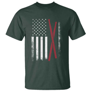 American Flag Drumsticks T Shirt USA Drummers Vintage Drum Sticks TS10 Dark Forest Green Print Your Wear
