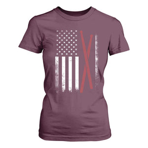 American Flag Drumsticks T Shirt For Women USA Drummers Vintage Drum Sticks TS10 Maroon Print Your Wear