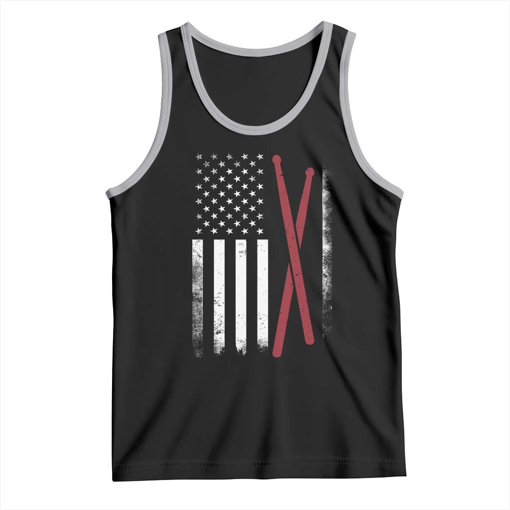 American Flag Drumsticks Tank Top USA Drummers Vintage Drum Sticks TS10 Black Athletic Heather Print Your Wear