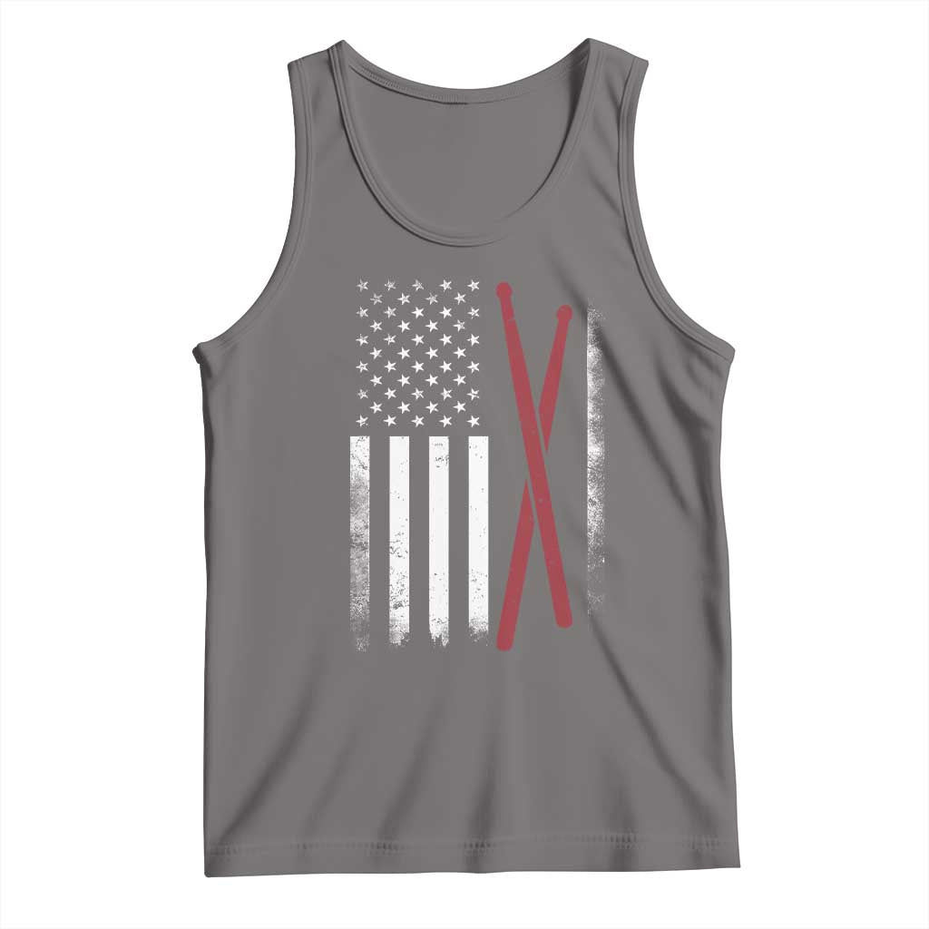 American Flag Drumsticks Tank Top USA Drummers Vintage Drum Sticks TS10 Deep Heather Print Your Wear