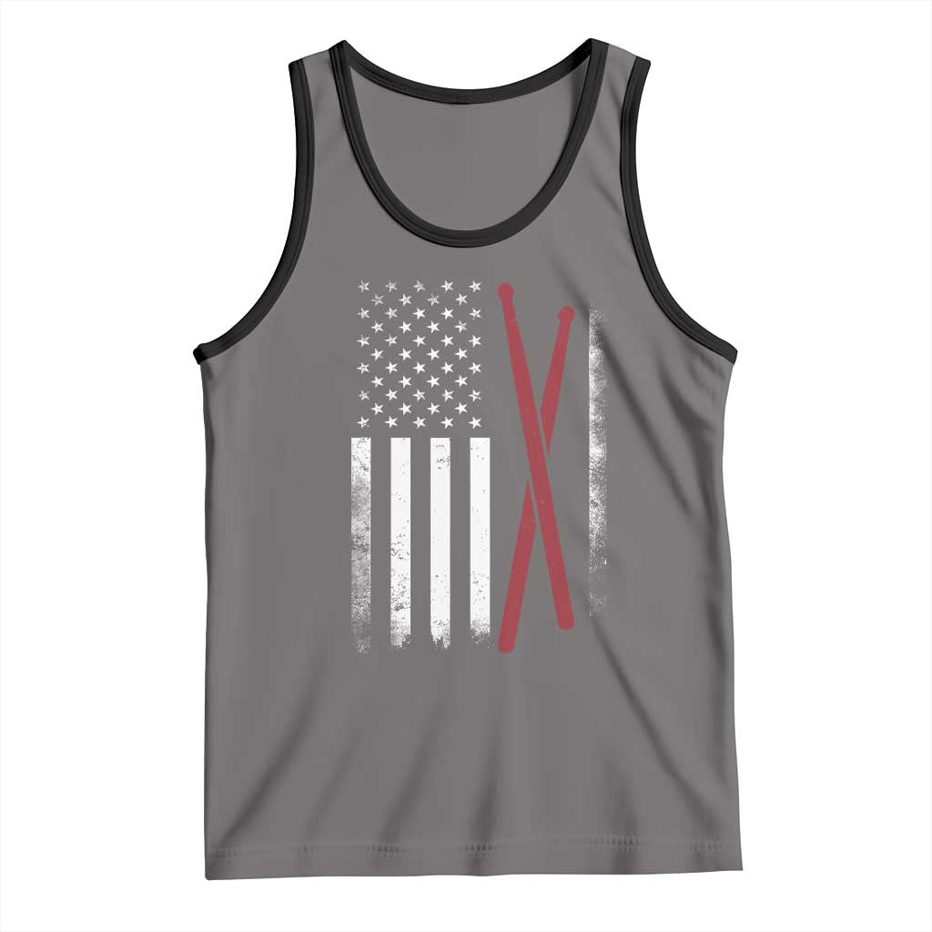 American Flag Drumsticks Tank Top USA Drummers Vintage Drum Sticks TS10 Deep Heather Black Print Your Wear