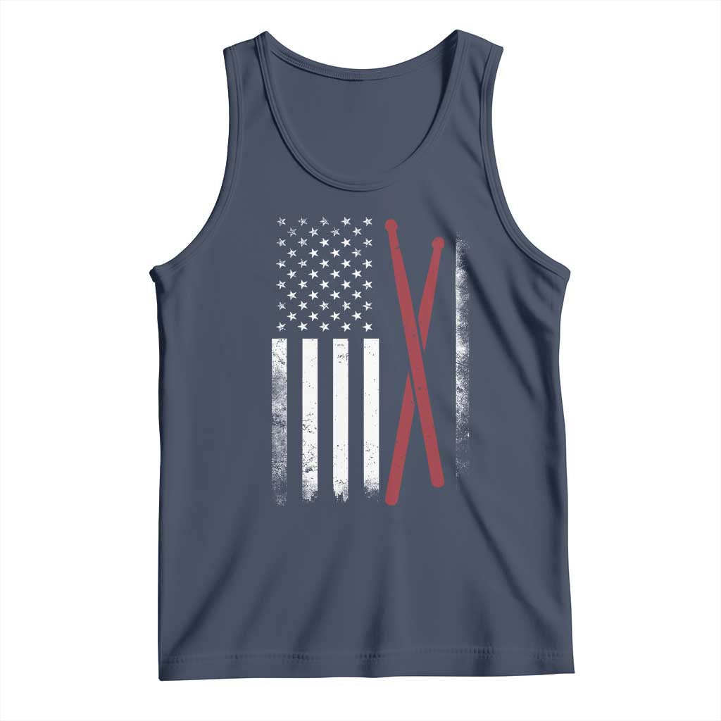 American Flag Drumsticks Tank Top USA Drummers Vintage Drum Sticks TS10 Navy Print Your Wear