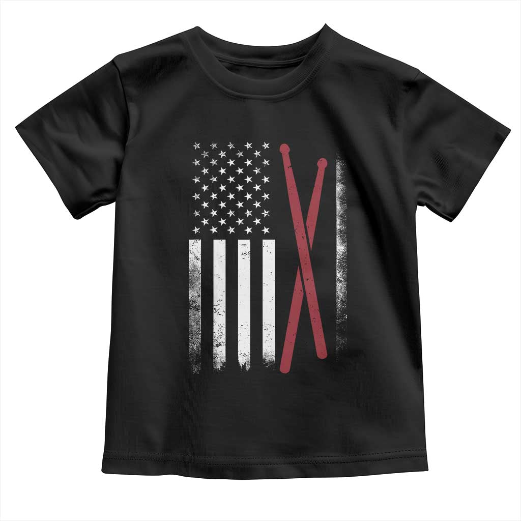 American Flag Drumsticks Toddler T Shirt USA Drummers Vintage Drum Sticks TS10 Black Print Your Wear