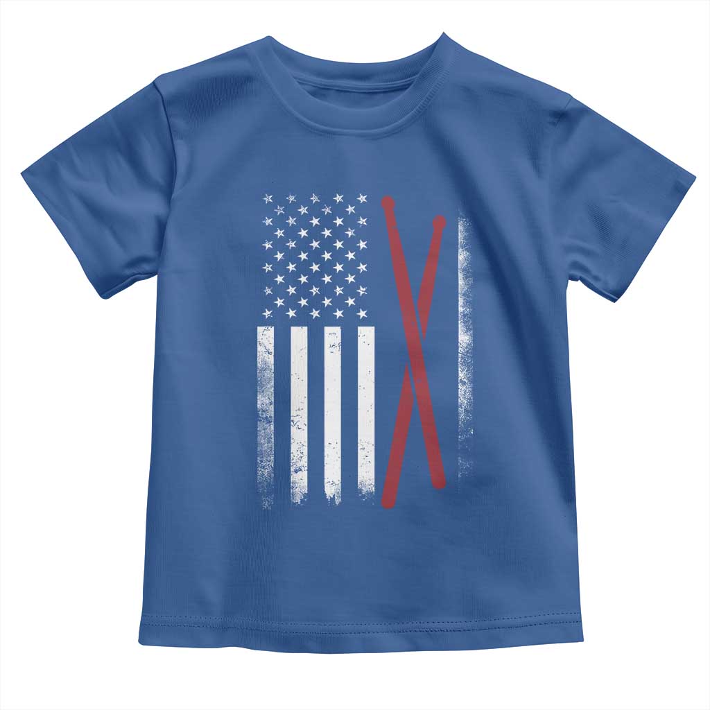 American Flag Drumsticks Toddler T Shirt USA Drummers Vintage Drum Sticks TS10 Royal Blue Print Your Wear