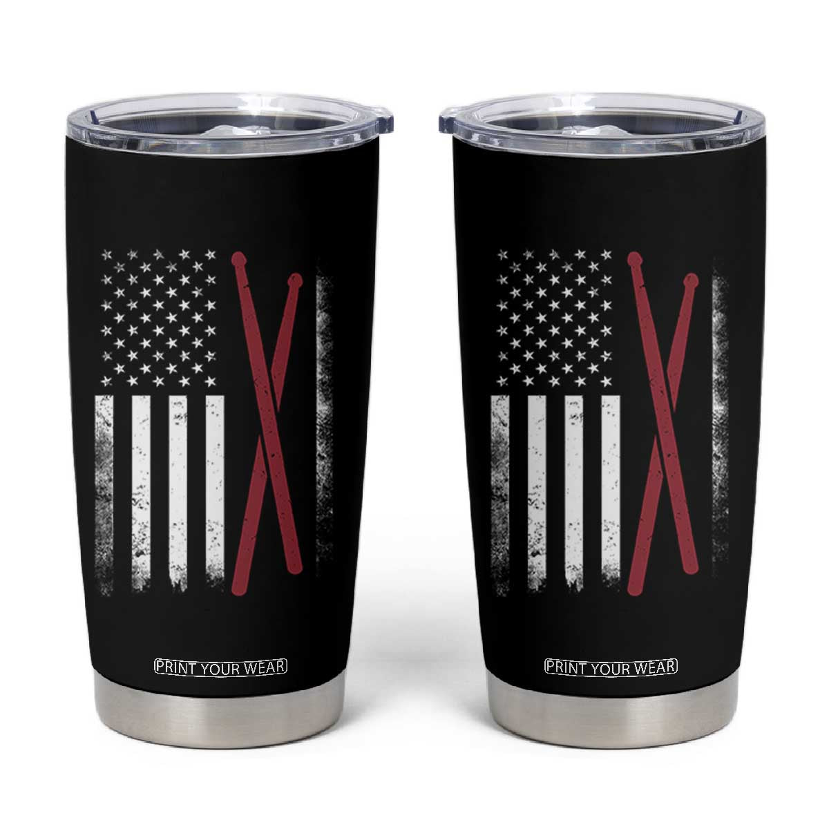 American Flag Drumsticks Tumbler Cup USA Drummers Vintage Drum Sticks TS10 Black Print Your Wear