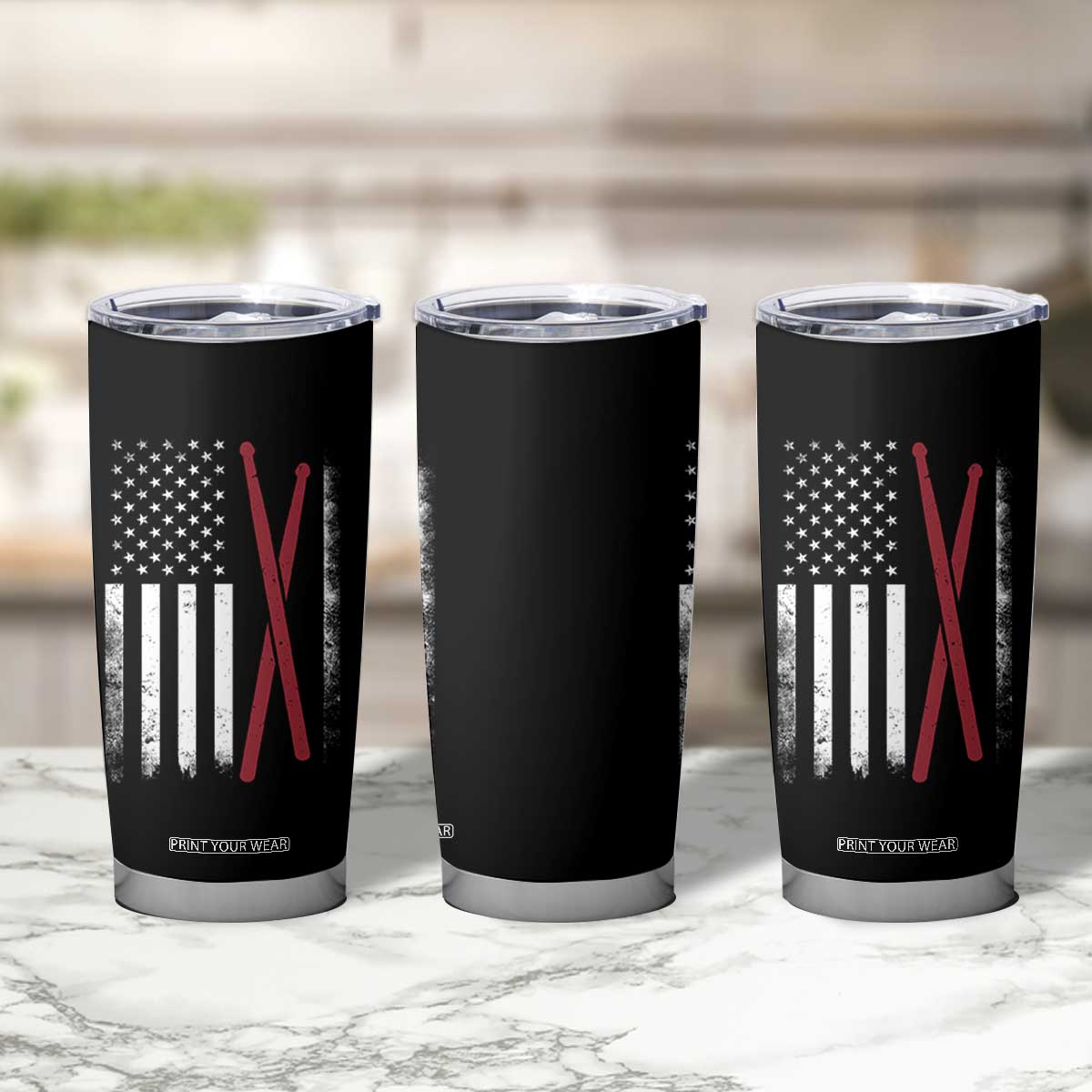American Flag Drumsticks Tumbler Cup USA Drummers Vintage Drum Sticks TS10 Print Your Wear