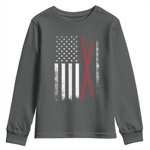 American Flag Drumsticks Youth Sweatshirt USA Drummers Vintage Drum Sticks TS10 Dark Heather Print Your Wear
