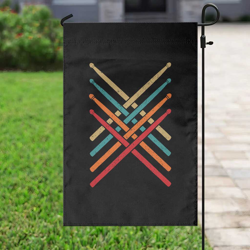Retro Vintage Drummer Garden Flag 70s 80s Distressed Drum Sticks TS10 Print Your Wear