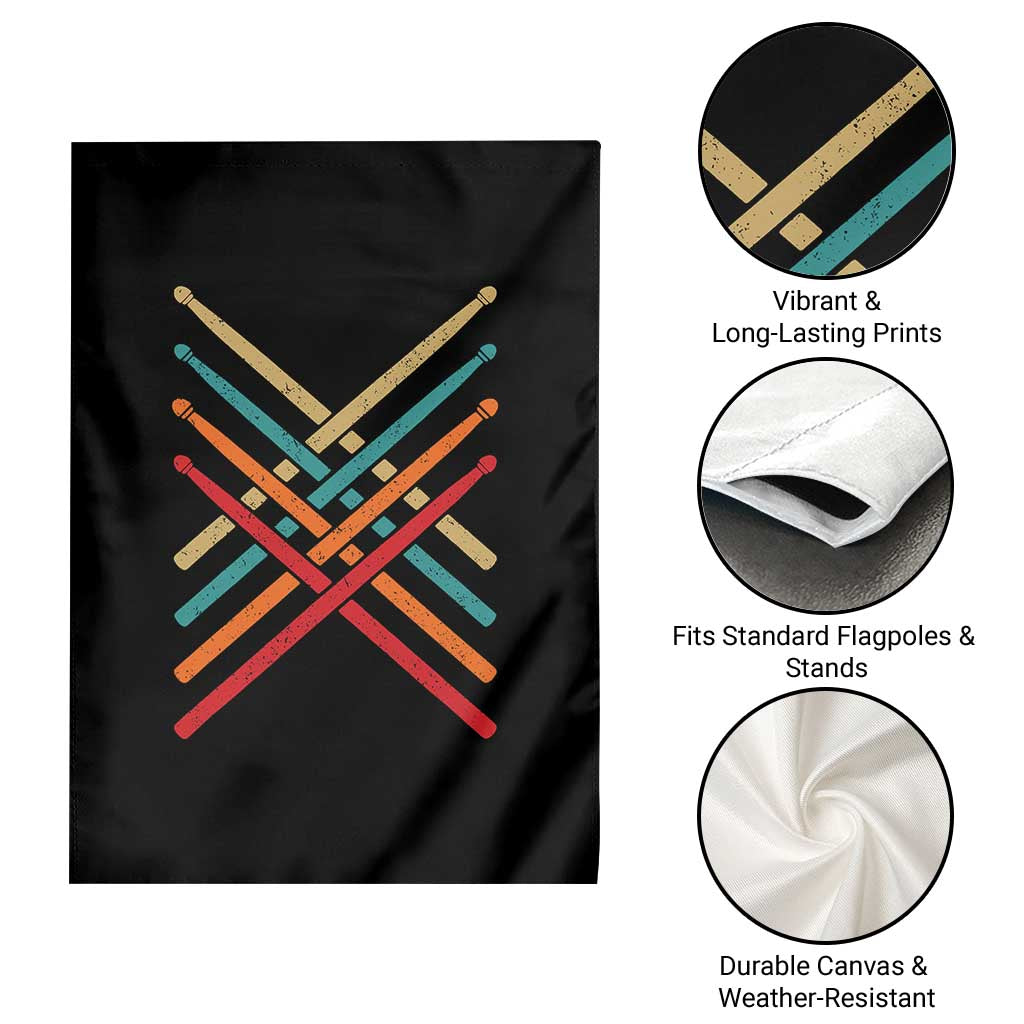 Retro Vintage Drummer Garden Flag 70s 80s Distressed Drum Sticks TS10 Print Your Wear