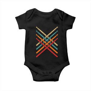 Retro Vintage Drummer Baby Onesie 70s 80s Distressed Drum Sticks TS10 Black Print Your Wear