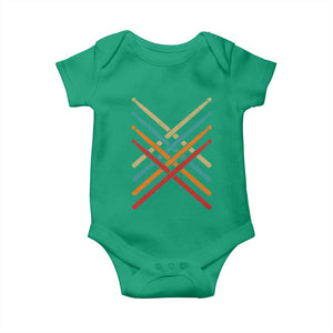Retro Vintage Drummer Baby Onesie 70s 80s Distressed Drum Sticks TS10 Irish Green Print Your Wear
