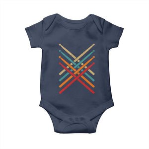 Retro Vintage Drummer Baby Onesie 70s 80s Distressed Drum Sticks TS10 Navy Print Your Wear