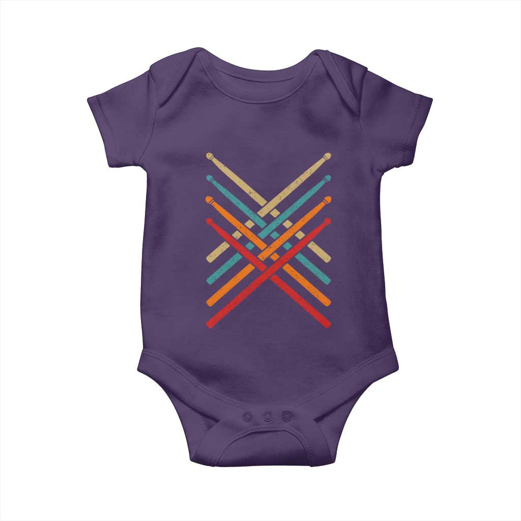 Retro Vintage Drummer Baby Onesie 70s 80s Distressed Drum Sticks TS10 Purple Print Your Wear