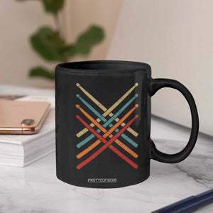 Retro Vintage Drummer Coffee Mug 70s 80s Distressed Drum Sticks TS10 Print Your Wear