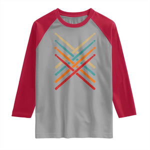 Retro Vintage Drummer Raglan Shirt 70s 80s Distressed Drum Sticks TS10 Sport Gray Red Print Your Wear