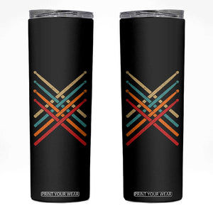 Retro Vintage Drummer Skinny Tumbler 70s 80s Distressed Drum Sticks TS10 Black Print Your Wear