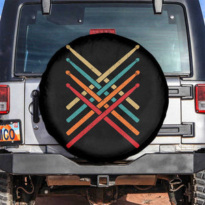 Retro Vintage Drummer Spare Tire Cover 70s 80s Distressed Drum Sticks TS10 No hole Black Print Your Wear