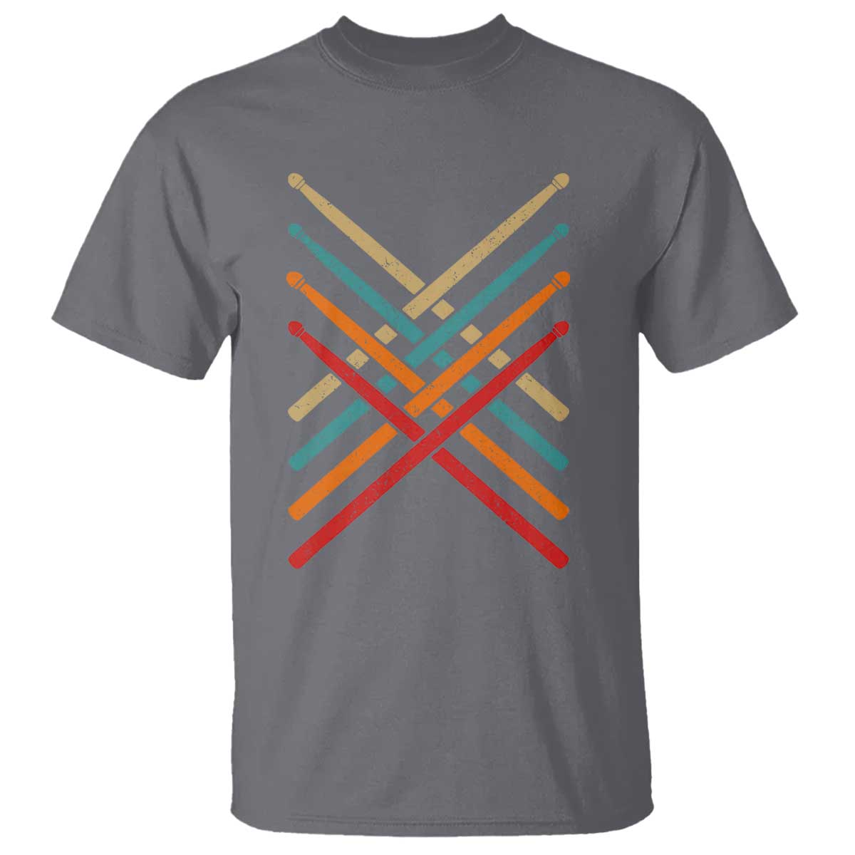 Retro Vintage Drummer T Shirt 70s 80s Distressed Drum Sticks TS10 Charcoal Print Your Wear