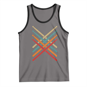 Retro Vintage Drummer Tank Top 70s 80s Distressed Drum Sticks TS10 Deep Heather Black Print Your Wear