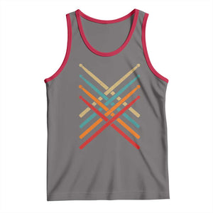 Retro Vintage Drummer Tank Top 70s 80s Distressed Drum Sticks TS10 Deep Heather Red Print Your Wear