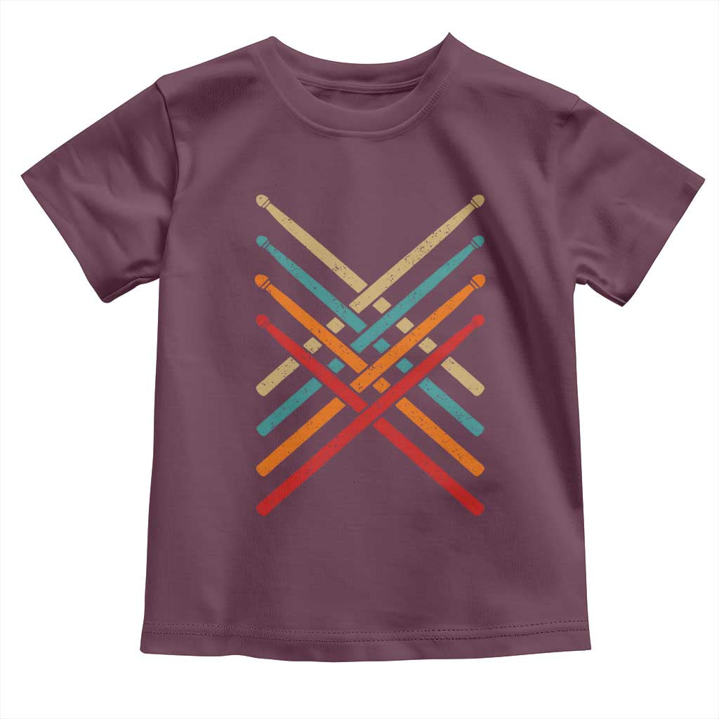 Retro Vintage Drummer Toddler T Shirt 70s 80s Distressed Drum Sticks TS10 Maroon Print Your Wear