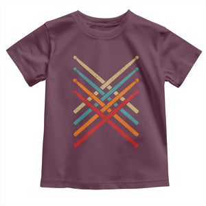 Retro Vintage Drummer Toddler T Shirt 70s 80s Distressed Drum Sticks TS10 Maroon Print Your Wear