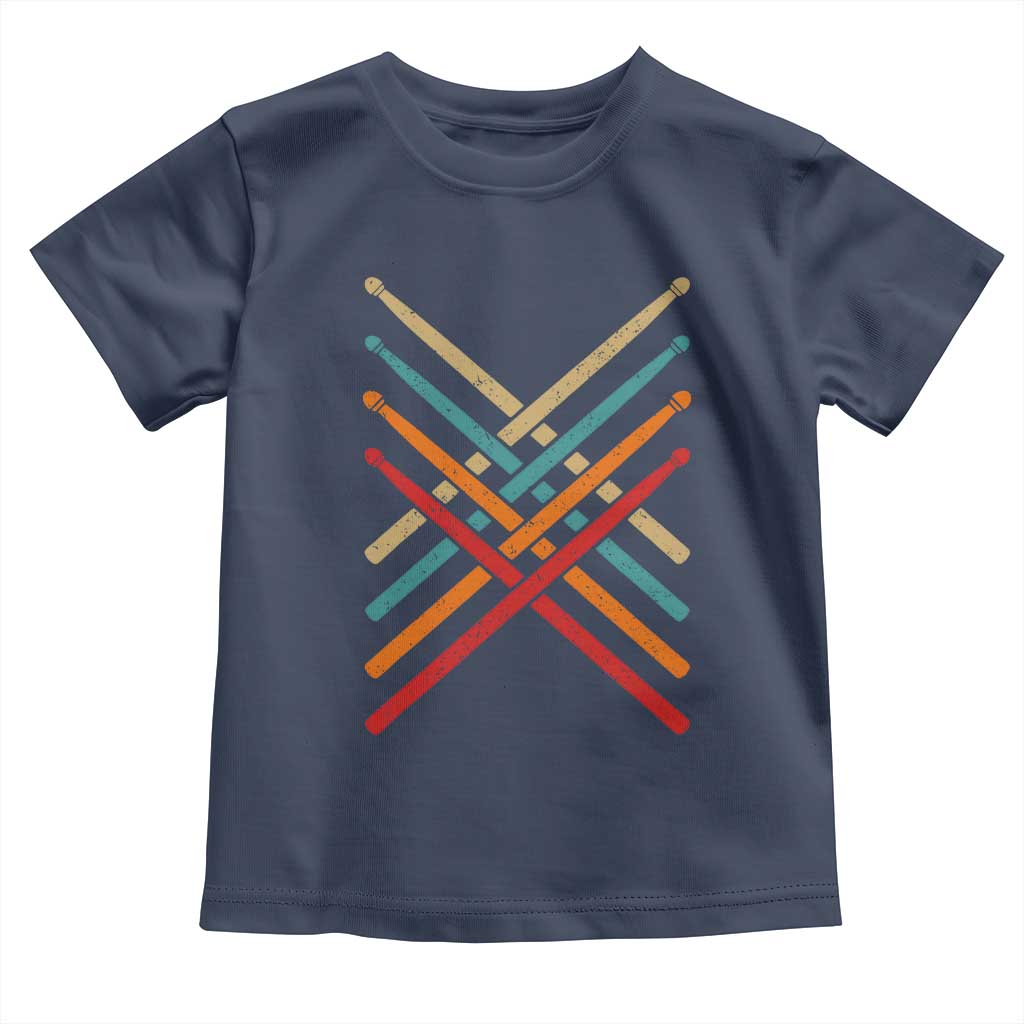 Retro Vintage Drummer Toddler T Shirt 70s 80s Distressed Drum Sticks TS10 Navy Print Your Wear