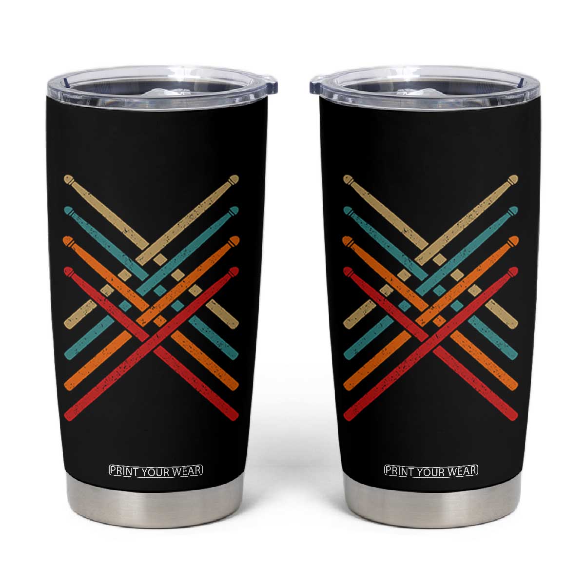 Retro Vintage Drummer Tumbler Cup 70s 80s Distressed Drum Sticks TS10 Black Print Your Wear
