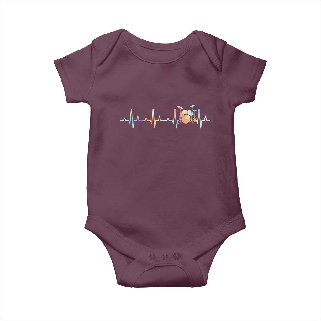 Drums Heartbeat Baby Onesie Drummer Percussionist Silhouette TS10 Maroon Print Your Wear