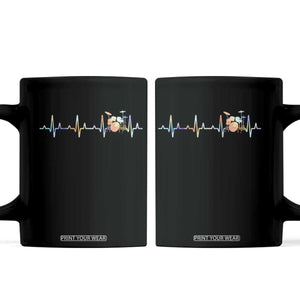Drums Heartbeat Coffee Mug Drummer Percussionist Silhouette TS10 Black Print Your Wear