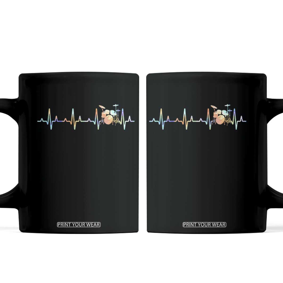Drums Heartbeat Coffee Mug Drummer Percussionist Silhouette TS10 Black Print Your Wear