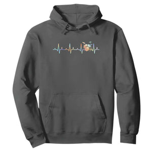 Drums Heartbeat Hoodie Drummer Percussionist Silhouette TS10 Dark Heather Print Your Wear
