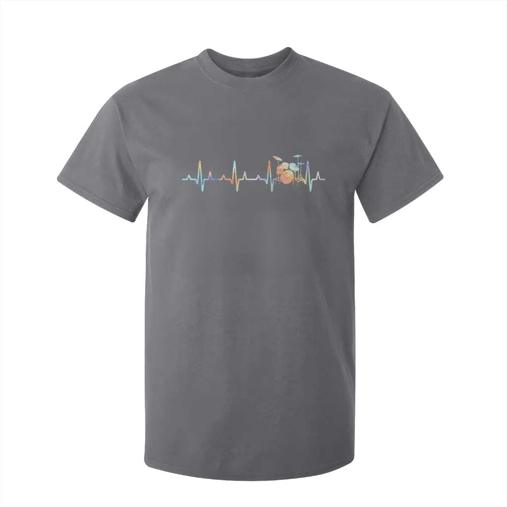 Drums Heartbeat T Shirt For Kid Drummer Percussionist Silhouette TS10 Charcoal Print Your Wear