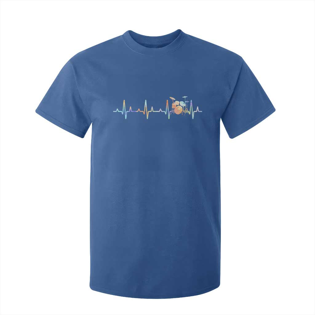 Drums Heartbeat T Shirt For Kid Drummer Percussionist Silhouette TS10 Royal Blue Print Your Wear
